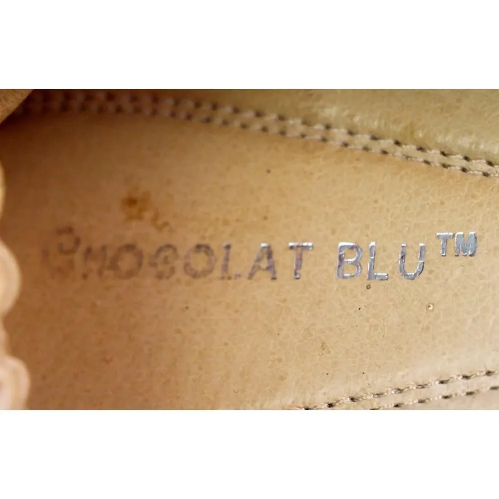 Chocolat Blu TAN BROWN REAL LEATHER FLAT ROUND TOE BALLET SLIP ON SHOES Sz 9.5